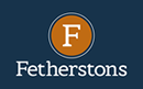 Fetherstons estate agents logo in yellow and blue